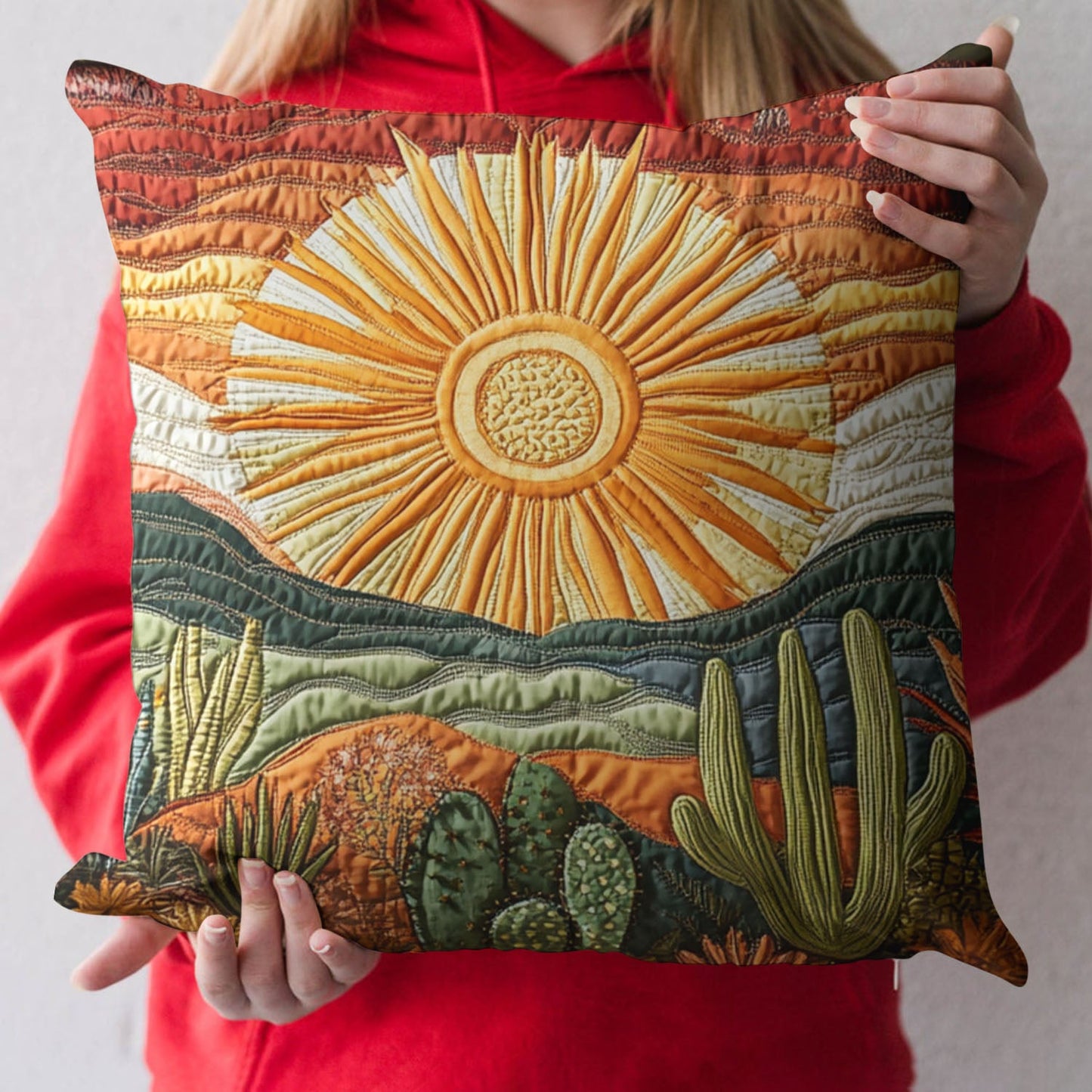 Cactus Sunset Quilted Pillow Case NCU0VH3085