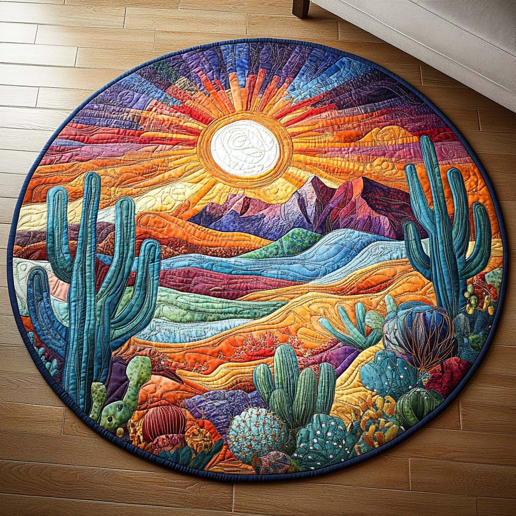 Cactus Sunset Quilted Round Mat NCU0DV3781