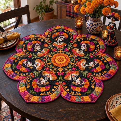 Calavera Celebration Custom Shape Quilted Table Topper SN0TD670