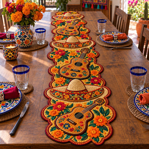 Calavera Dreams Custom Shape Quilted Table Runner SN0TD701