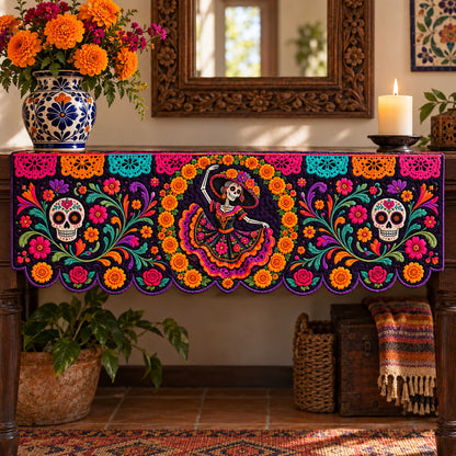Calavera Dreams Quilted Mantel Scarf SN0TD686