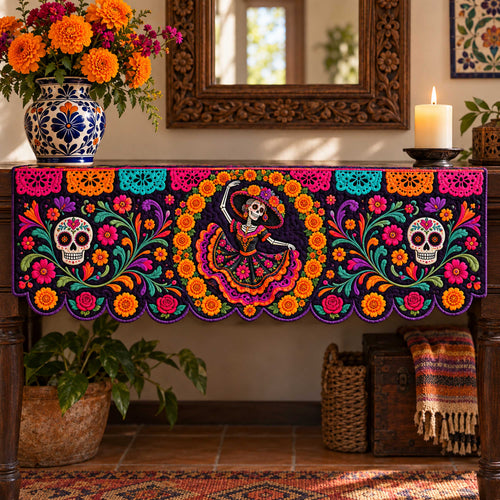 Calavera Dreams Quilted Mantel Scarf SN0TD686