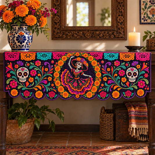 Calavera Dreams Quilted Mantel Scarf SN0TD686