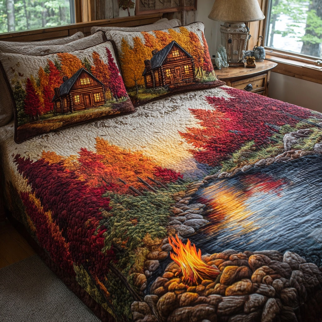 Campfire Lake 3-Piece Quilted Bedding Set NCU0LV146