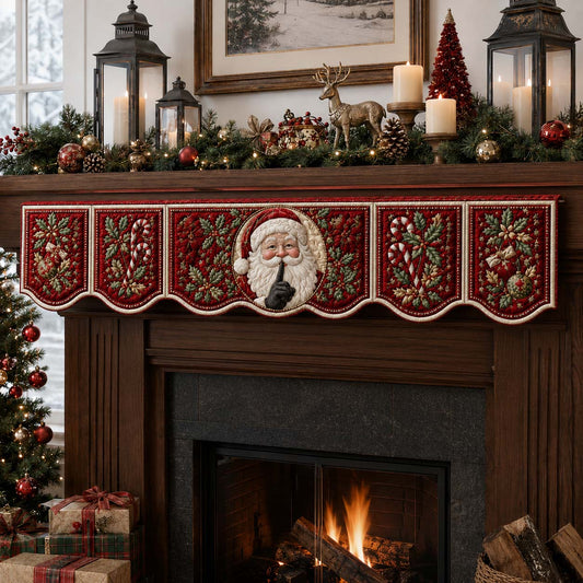 Candy Santa Claus Quilted Mantel Scarf SN0HH0231