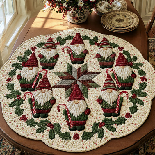 Candy Cane Christmas Bloom Custom Shape Quilted Table Topper SN0PT967