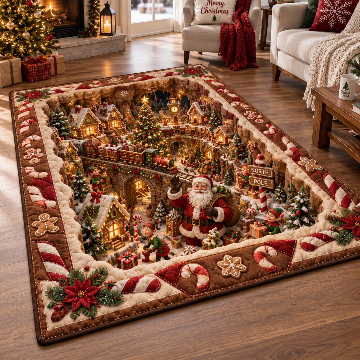Candy Cane Christmas Town Area Rug SN0DV890