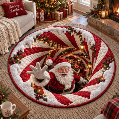Candy Cane Santa Quilted Round Mat SN0DV701