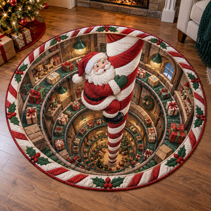 Candy Cane Santa Quilted Round Mat SN0TV429