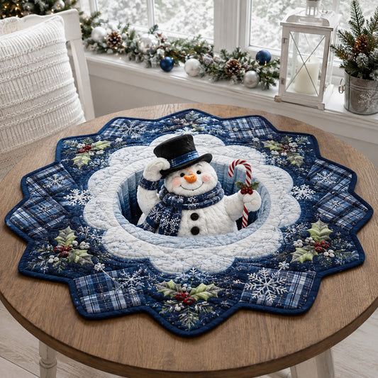 Candy Cane Snowman Custom Shape Quilted Table Topper SN0HH0116