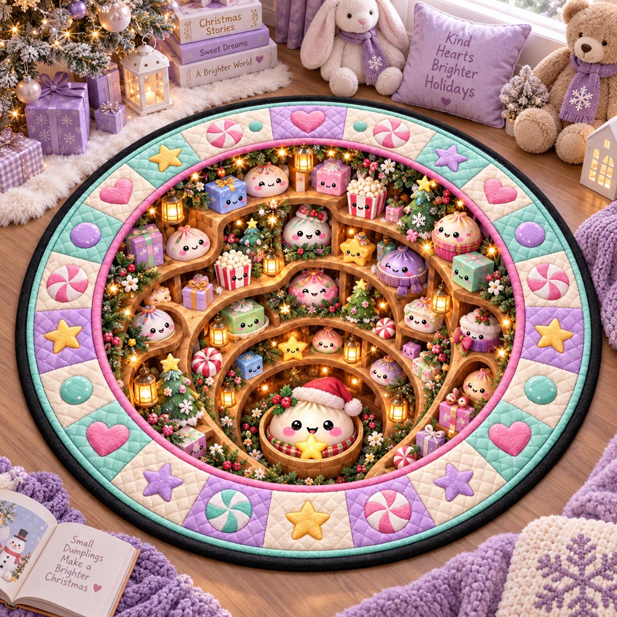 Candy Cane Village Quilted Round Mat SN0DV817