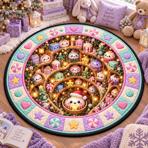 Candy Cane Village Quilted Round Mat SN0DV817