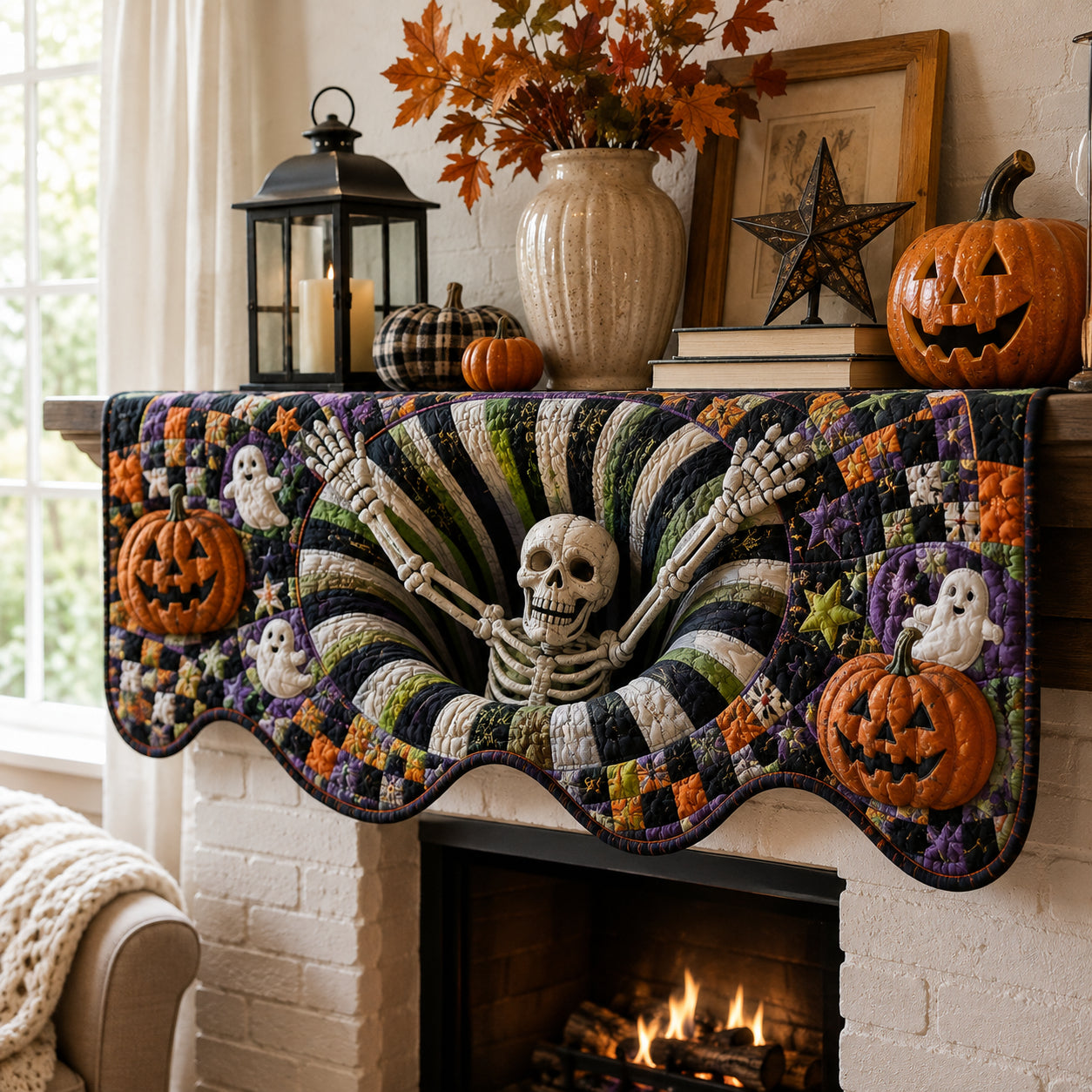 Candy Corn Maze Quilted Mantle Scarf SN0DV288