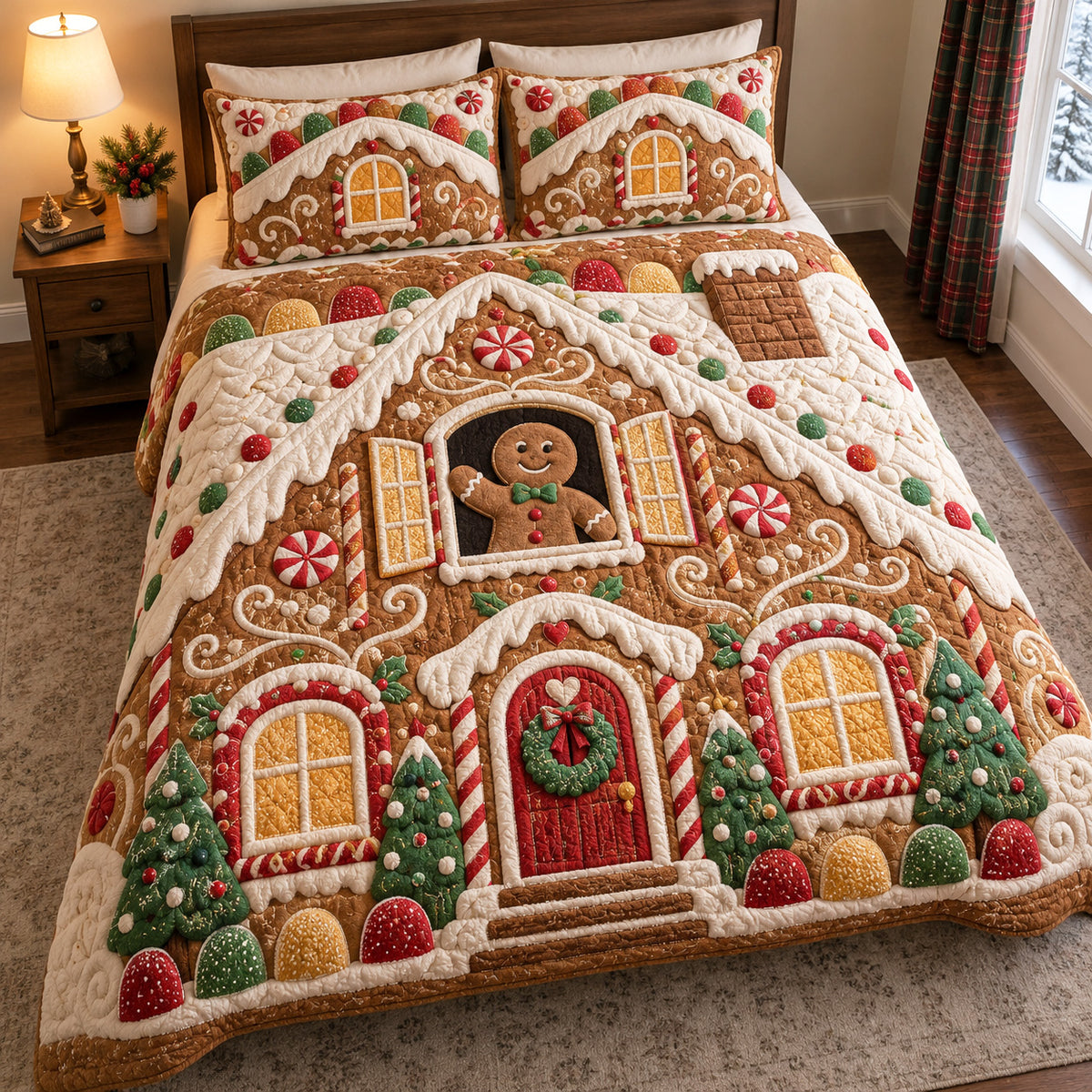 Candy Cottage 3-Piece Quilted Bedding Set SN0TV822
