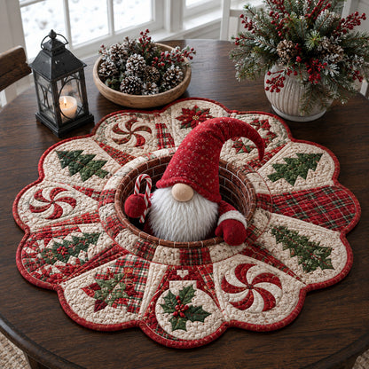 Candy Gnome Twist Custom Shape Quilted Table Topper SN0HH0058
