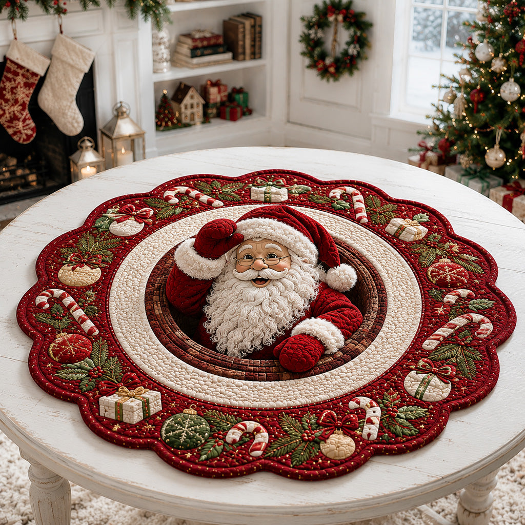 Candy Santa Claus Custom Shape Quilted Table Topper SN0HH0128