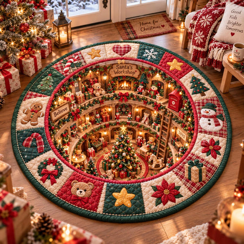 Candyland Holiday Village Quilted Round Mat SN0DV832
