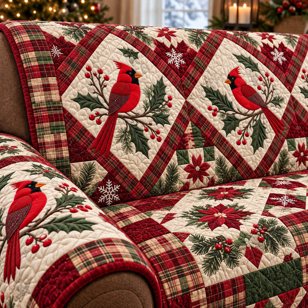 Cardinal Berry Bliss Quilted Sofa Cover SN0PT1342