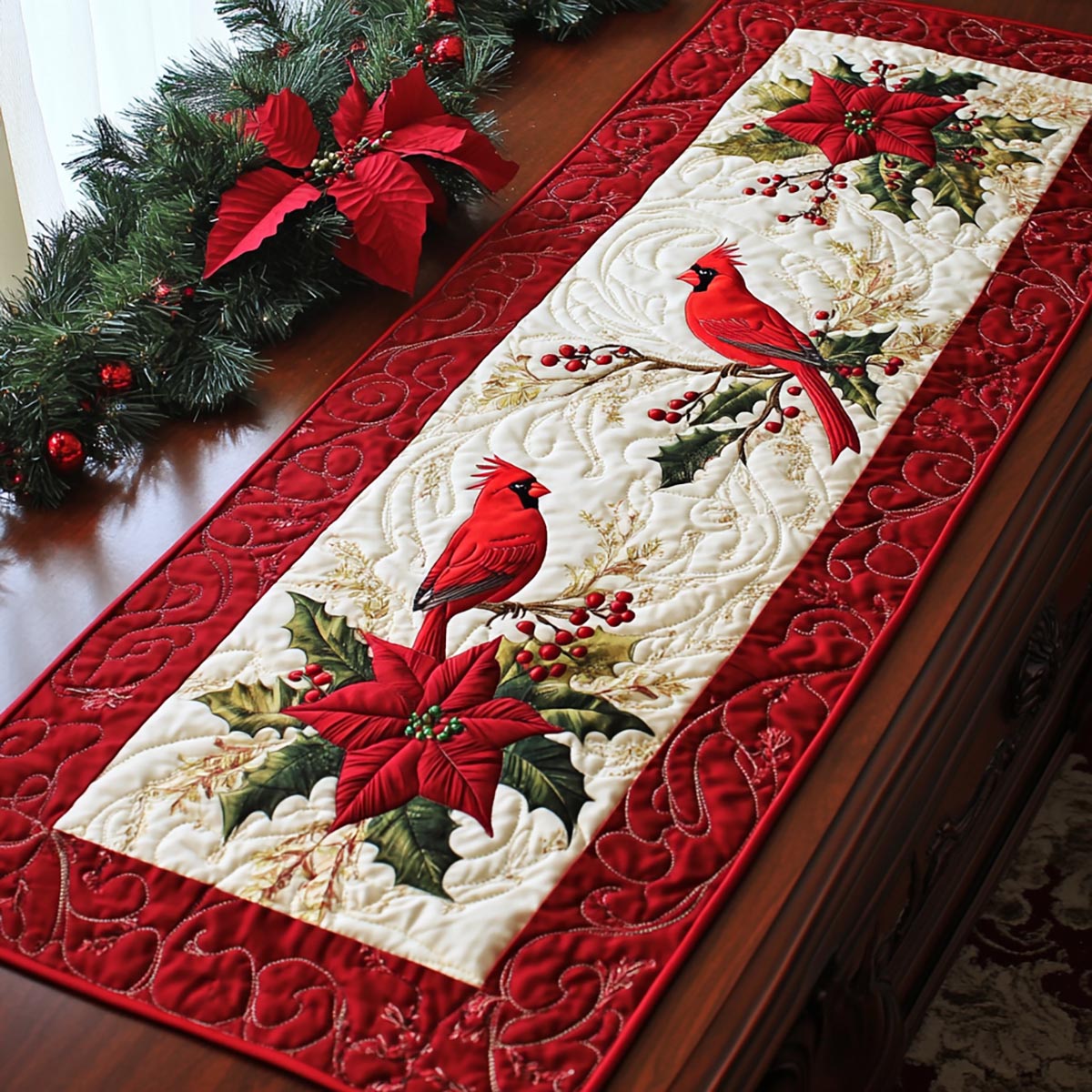 Cardinal Blessing Quilted Table Runner NCU0DDK1539