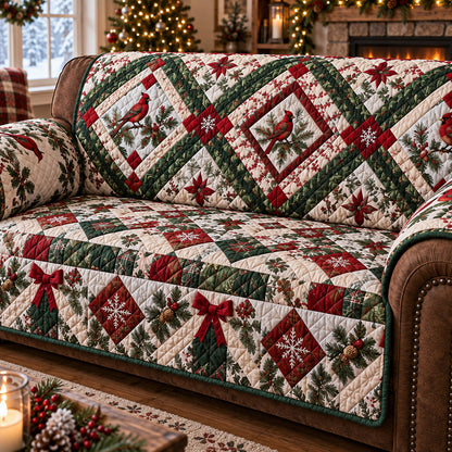Cardinal Christmas Charm Quilted Sofa Cover SN0PT1343