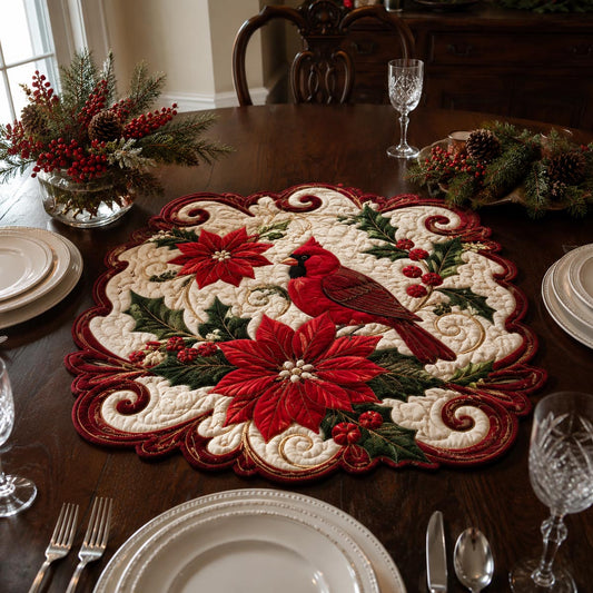 Cardinal Elegance Custom Shape Quilted Table Topper SN0DV423