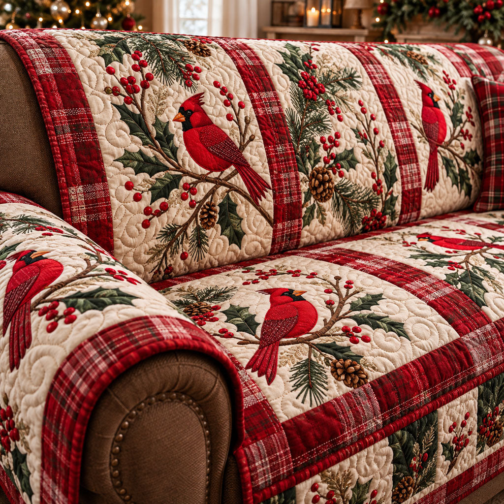 Cardinal Holiday Dreams Quilted Sofa Cover SN0PT1344