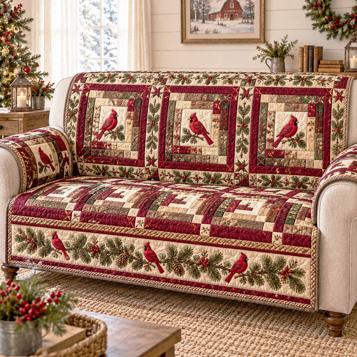Cardinal Memories Quilted Sofa Cover SN0TD1213