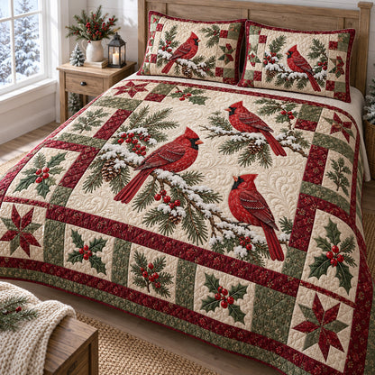Cardinal Noel 3-Piece Quilted Bedding Set SN0TV777