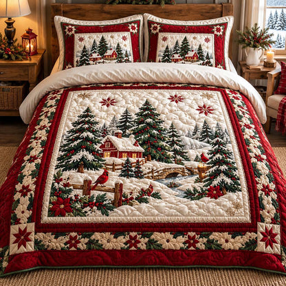 Cardinal Pine Cottage Quilted Bedding Set V2 SN0HH1041