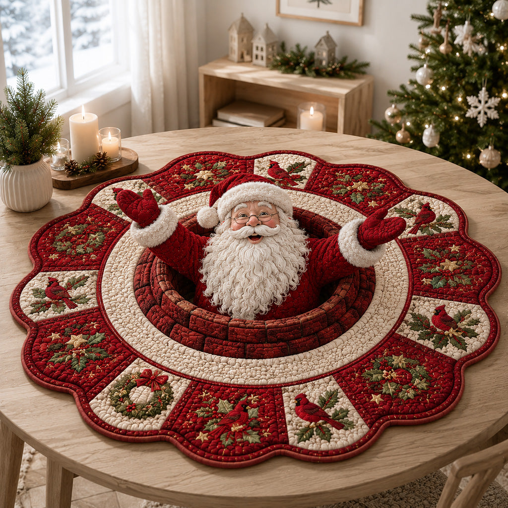 Cardinal Santa Claus Custom Shape Quilted Table Topper SN0HH0129