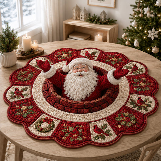 Cardinal Santa Claus Custom Shape Quilted Table Topper SN0HH0129