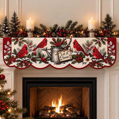 Cardinal Snowfall Watering Quilted Mantel Scarf SN0HH0558