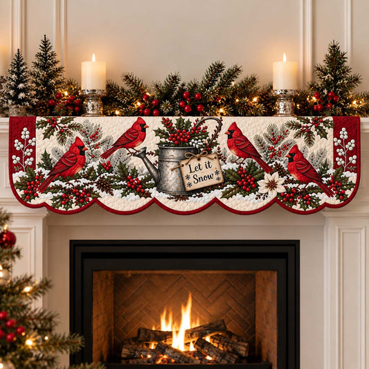 Cardinal Snowfall Watering Quilted Mantel Scarf SN0HH0558