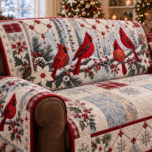 Cardinal Winter Blessings Quilted Sofa Cover SN0PT1346