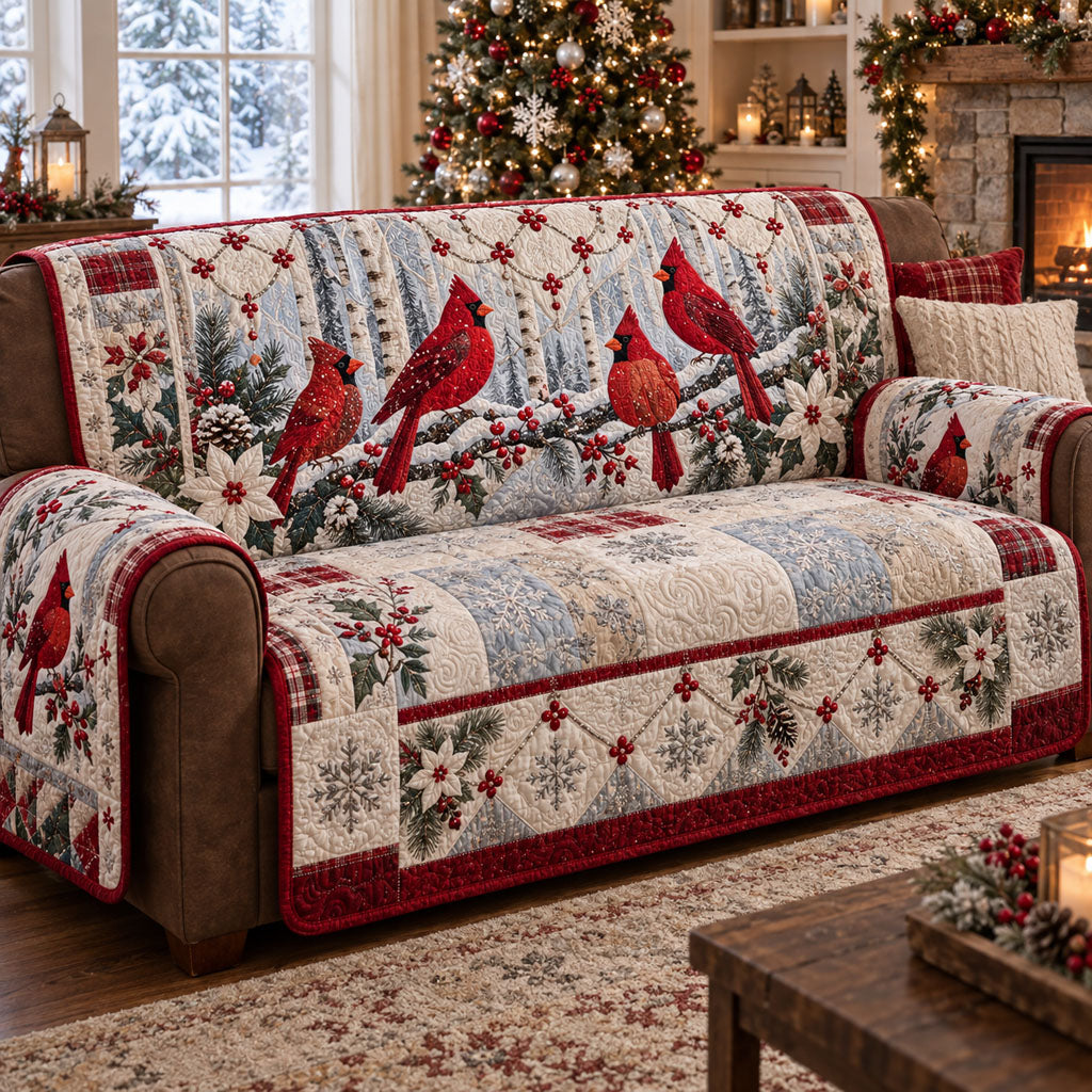 Cardinal Winter Blessings Quilted Sofa Cover SN0PT1346