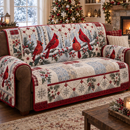 Cardinal Winter Blessings Quilted Sofa Cover SN0PT1346