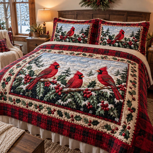 Cardinal Winter Garden 3-Piece Quilted Bedding Set SN0DV720