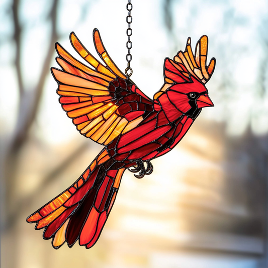Cardinal in Snowlight - Window Hanging Suncatcher NCU0PD158