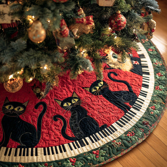 Carol Cat Christmas Quilted Tree Skirt NCU0NTD1159