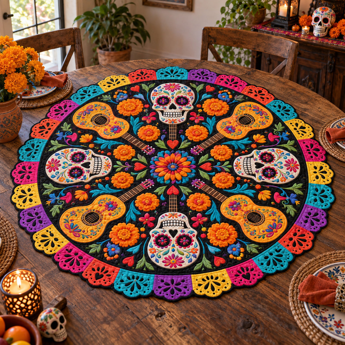 Catrina Bloom Custom Shape Quilted Table Topper SN0TV343