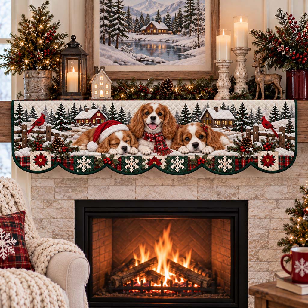 Cavalier Snowy Hamlet Quilted Mantel Scarf SN0HH0523