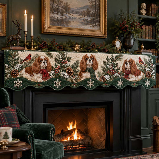 Cavalier Winter Cardinals Quilted Mantel Scarf SN0HH0525