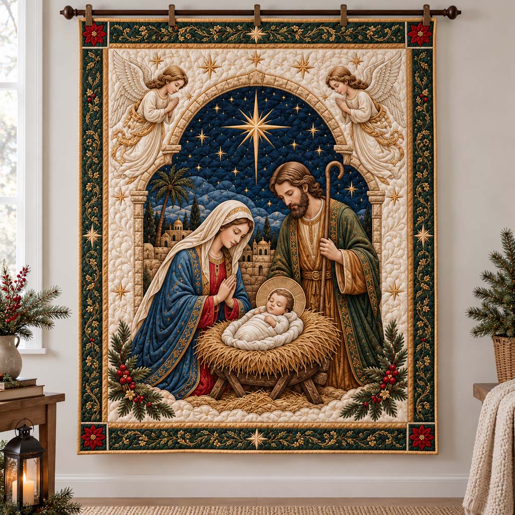Celestial Nativity Quilted Blanket SN0HH0860