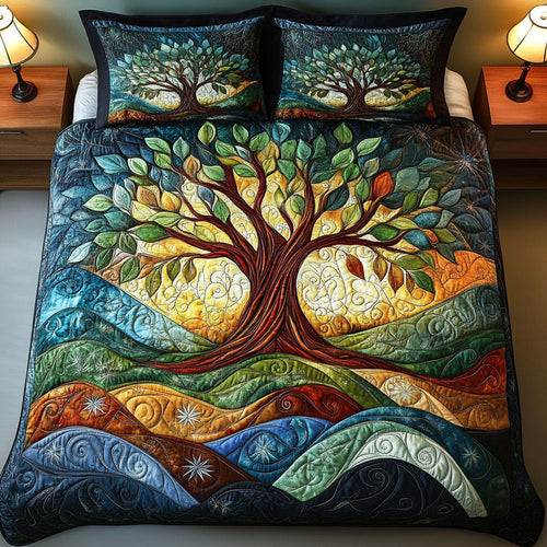 Celestial Roots 3-Piece Quilted Bedding Set NCU0VL906