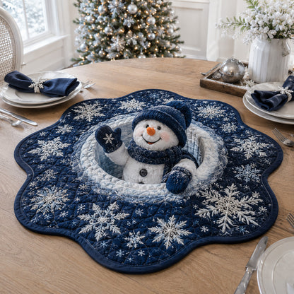 Celestial Snowflake Snowman Custom Shape Quilted Table Topper SN0HH0117