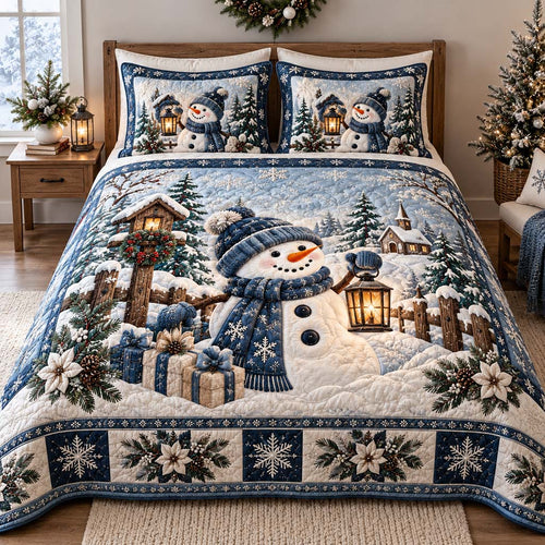Celestial Snowman 3-Piece Quilted Bedding Set SN0HH0629