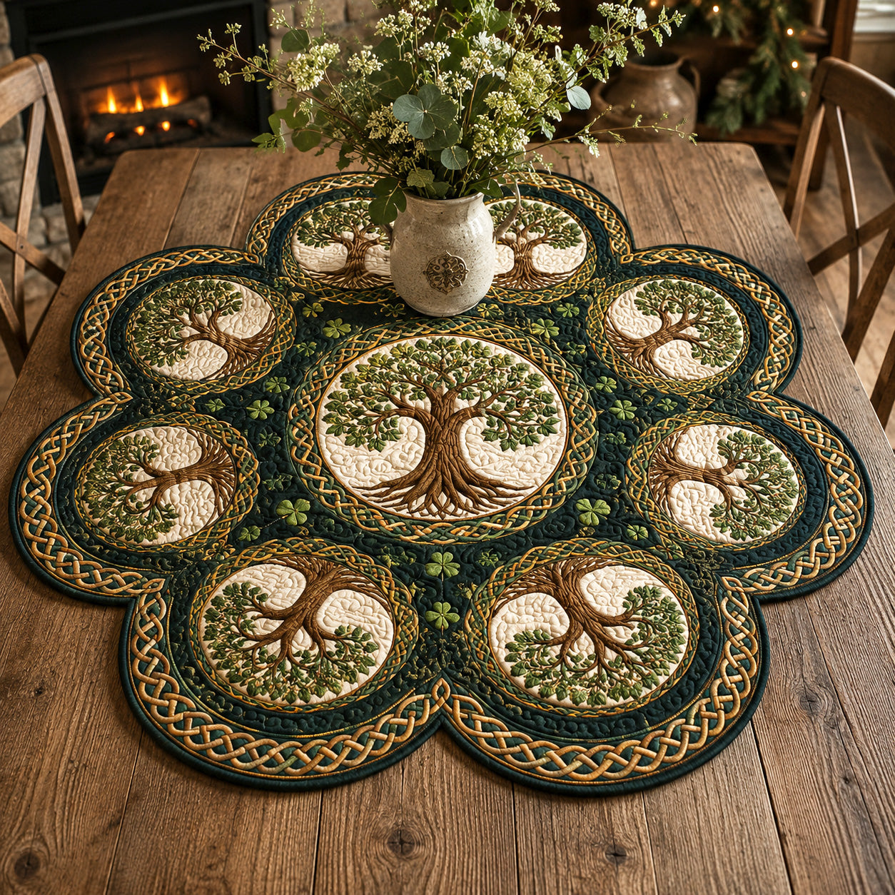 Celtic Meadow Custom Shape Quilted Table Topper SN0TV184