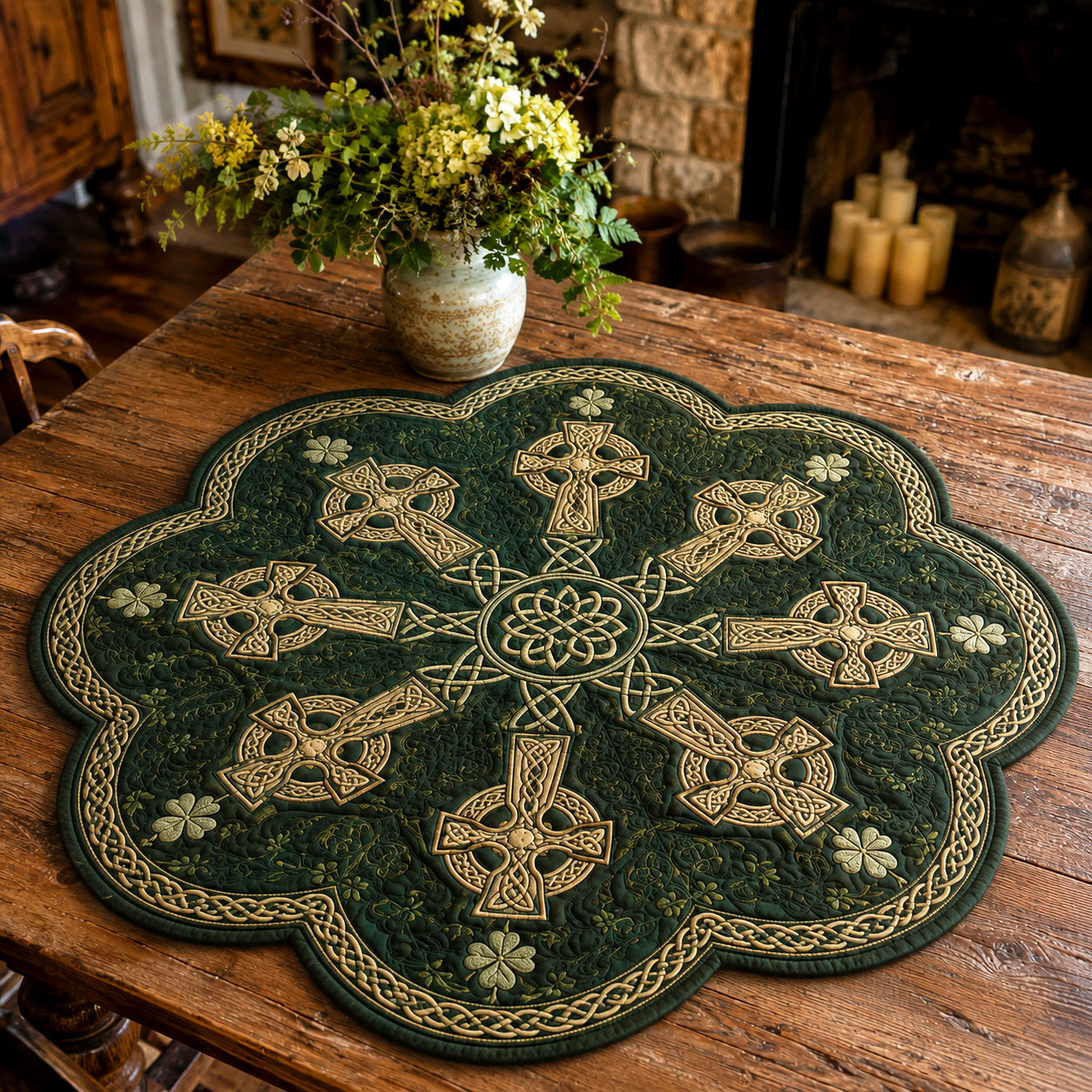 Celtic Mystique Custom Shape Quilted Table Topper SN0TV189