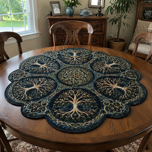 Celtic Tree of Life Custom Shape Quilted Table Topper SN0PT719