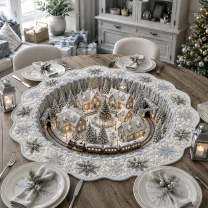 Central Pine Village Custom Shape Quilted Table Topper SN0HH0108